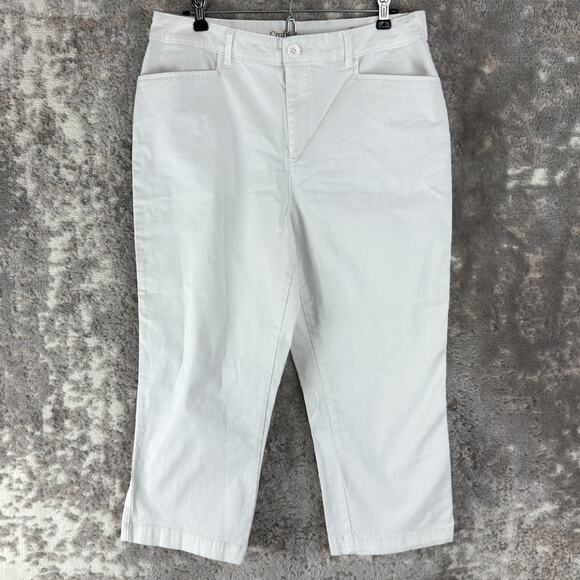 Croft Barrow Sz 10 Stretch Classic Fit Capri Straight Leg Pants White Minimalist - Picture 1 of 11